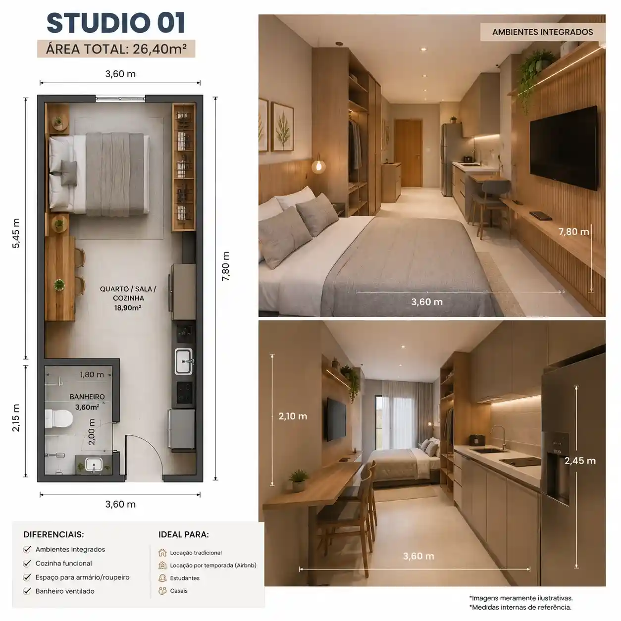 Projeto de studio 26m²